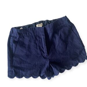 Crewcuts Scallop Hem Navy Blue Linen Shorts 10